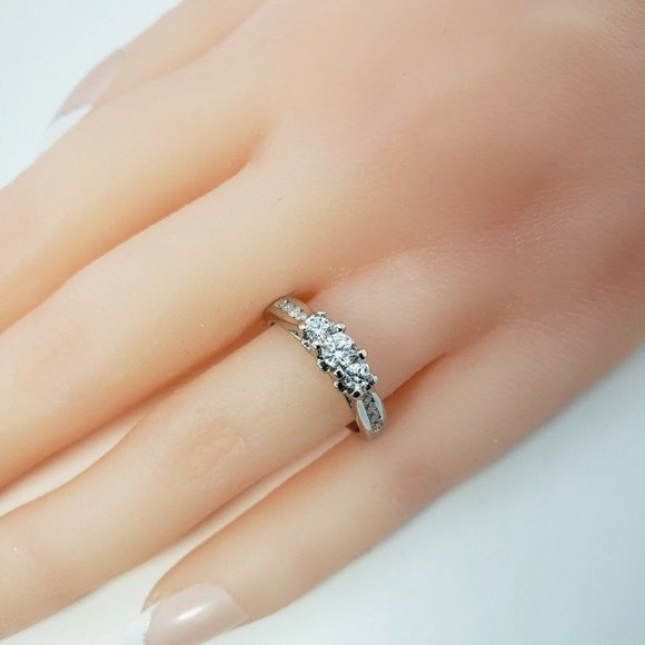 Vintage 14 Karat White Gold and Diamond Engagement Ring Size 6.25 #11156 - Picture 10 of 10